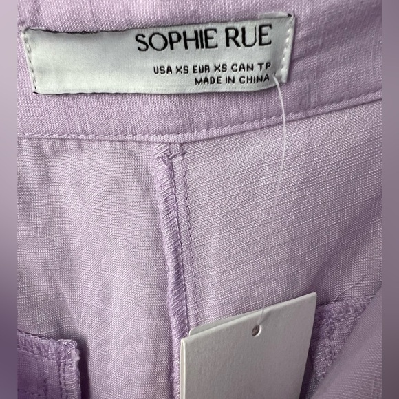 Sophie Rue Pleated Straight Linen Pants in Lavendar - Picture 2 of 11